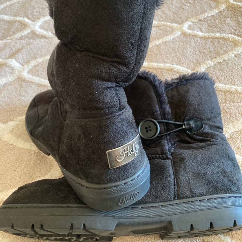Black Suede Fur Lined Winter Boots